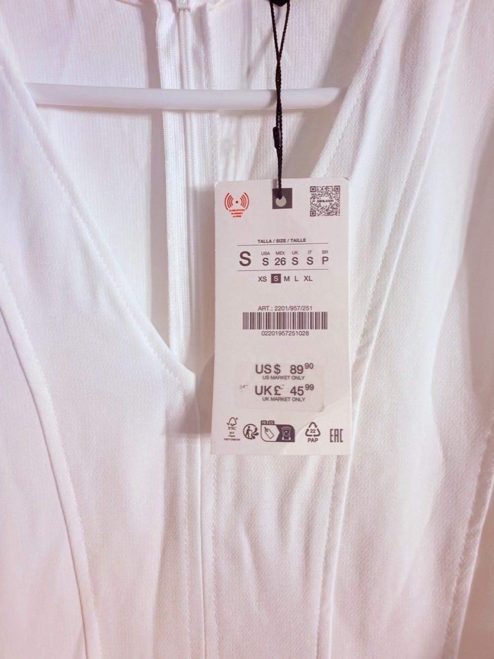 Zara Balloon Sleeve Solid White Mido Dress NWT - Picture 5 of 7